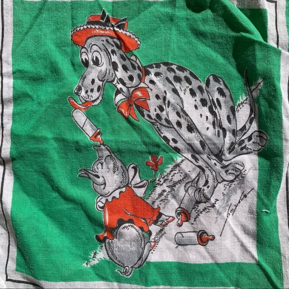Vintage Tom Lamb Dalmatian & Pig Handkerchief - Picture 2 of 4
